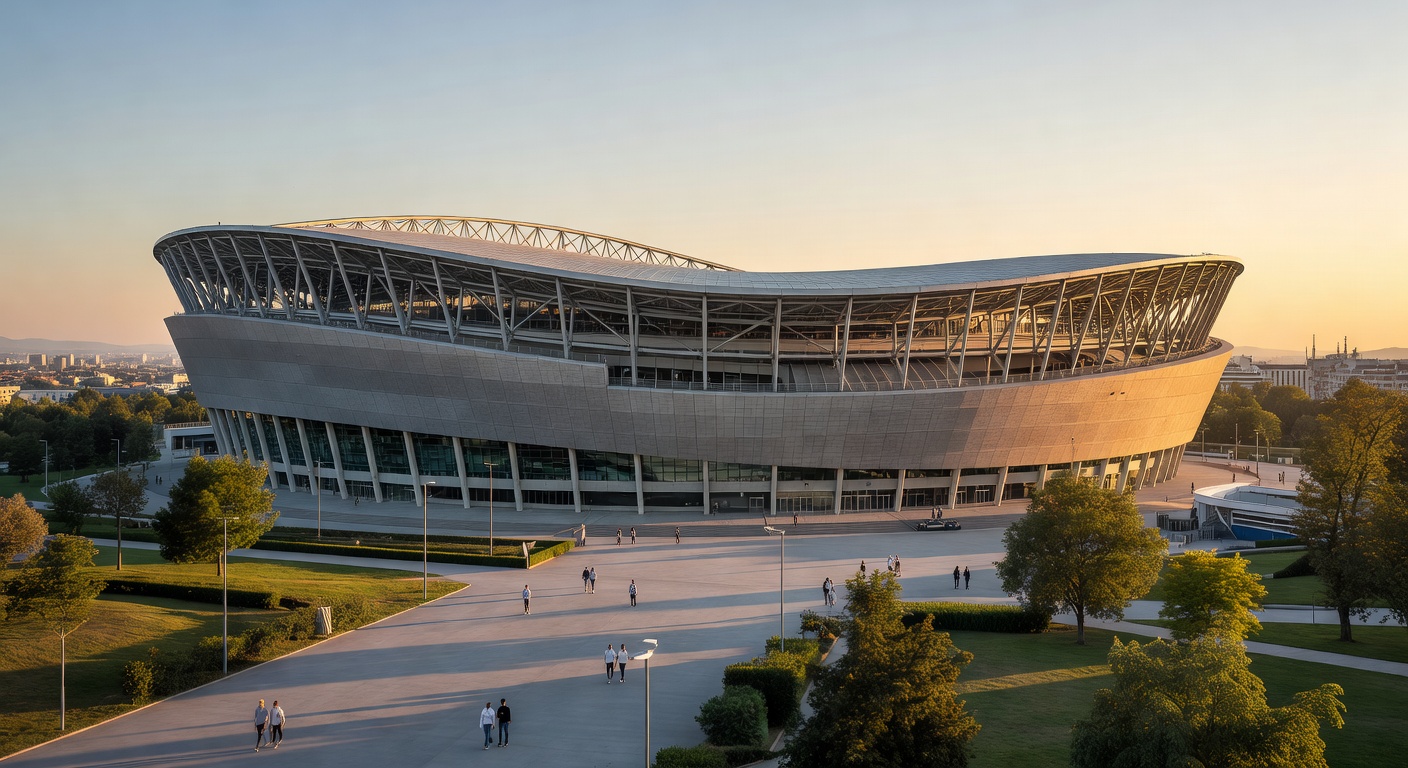 Budapest Puskas Arena panoramic exterior view
